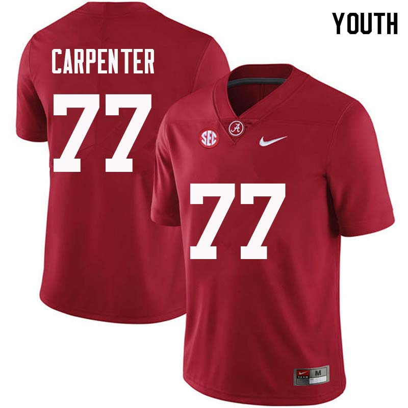 Alabama Crimson Tide Youth James Carpenter #77 Crimson NCAA Nike Authentic Stitched College Football Jersey HC16Y42FA